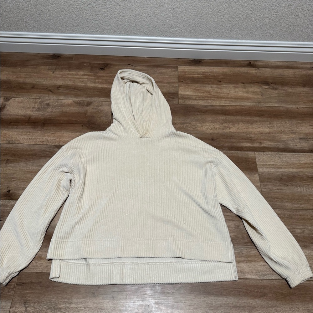Aerie Ribbed Cream Hoodie